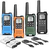 Walkie Talkies Long Range for Adult, 4Pack Rechargeable Baofeng Walkie Talkie FRS Two Way Radio 1400mAh Li-ion Battery ,USB-C Cable, NOAA with Flashlight for Camping Family
