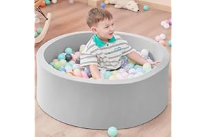 Zmarthumb Foam Ball Pit for Toddlers, Baby Ball Pits, Soft Round Ball Pool, Easy to Clean or Install, Ideal Gift for Babies Infants Indoor and Outdoor Game(Grey), Balls Not Included