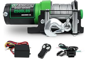 STEGODON 2500 lb. ATV/UTV Electric Winch, 12V Waterproof Steel Cable Winch,Electric Winch with Wired Remote and Wireless Remo