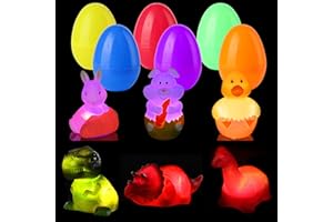 SEEIUUA 6 PCS Prefilled Easter Eggs with Light up Bath Toys ，Floating Bathtub Toys for Kids Toddler Party Favor, Easter Eggs Hunt, Basket Stuffers Filler, Classroom Prize Supplies