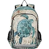 School Backpack Kids College Rucksack Travel Bookbag Fashion Back Pack Girls Boys Seamless Illustration with Bright (Sea Lives Turtle Coral)