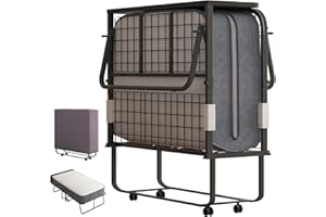 GENERIC ZAFLY Folding Bed with 5” Memory Sponge Mattress, Portable Guest Bed Camping Cot for Adults, Soft Cushioned Rollaway Sleeping Bed for Travel and Hospital Nursing, 75 x 31” Twin Size(Upgraded)