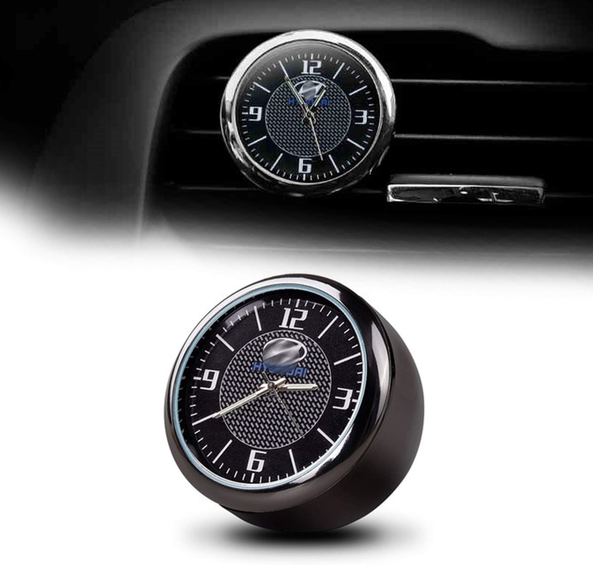 COSMOSS Car Dashboard Analog Quartz Round Clock Compatible for Hyundai