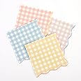 Meri Meri Gingham Napkins (Pack of 20), Thick & Absorbent 3-Ply Paper, Gingham Paper Napkins, Scalloped Edge, Disposable