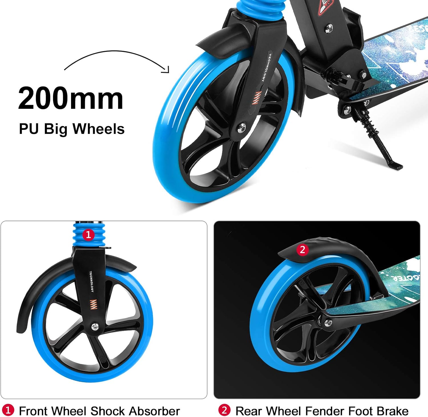 besrey Scooters for Teens Adults, Foldable Kids Kick Scooter 2 Wheel