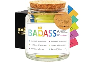 QUNRWE Badass Daily Affirmation Cards for Women,Positive Affirmation Jar,Graduation Funny Birthday Gifts for Women,Self-Affirmation Inspirational Motivational Gifts for Woman Men Kids Friends Coworker Boss
