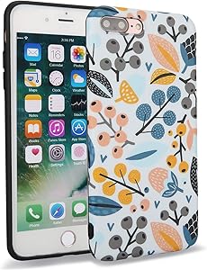 Feelingjoy Cell Phone Case Compatible iPhone 7 Plus 8 Plus IMD Green Yellow Floral Pinecone Poppy Protective Cover for Girls Women (Pinecone,7P/8P)