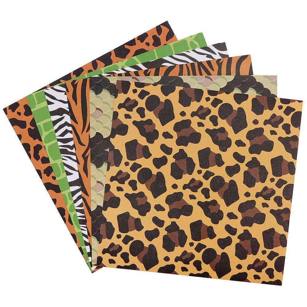 Baker Ross FC953 Jungle Animal Printed Paper Pack - Pack of 48 Sheets, Kids Crafts, Arts and Crafts for Kids, School Supplies