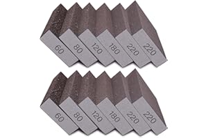 Tanbupu 12Pcs Sanding Sponge 60/80/120/180/220 Grit Coarse Medium Fine Sanding Blocks for Drywall Metal Wood Washable and Reusable