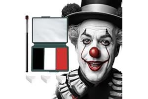 VPCRT6 Clown Black White Red Face Paint,Professional 3 in1 Body Paint With 3 Brush Halloween Makeup Kit Face Paint Clown Cosplay Costume Joker SFX Zombie Face Painting White Makeup, White+Black+Red