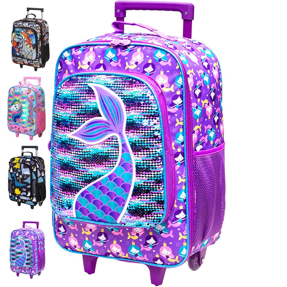 Photo 1 of AGSDON Kids Suitcase for Girls, Cute Mermaid Rolling Luggage Wheels for Children Toddler