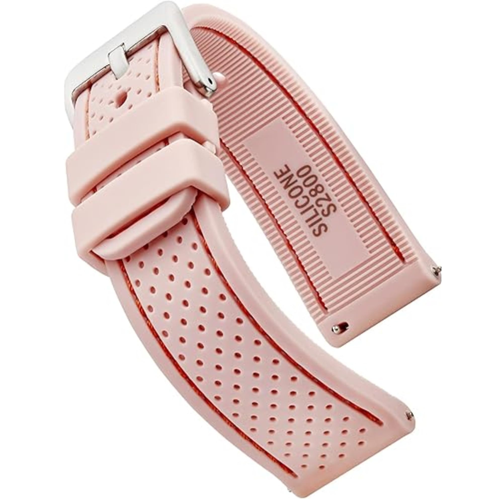 ALPINE Sporty Premium Soft Silicone Adjustable Watch Band - Replacement Rubber Watch Bands for Women & Men - Waterproof Quick Release Watch Straps - Compatible with Regular & Smart Watch Bands, PINK