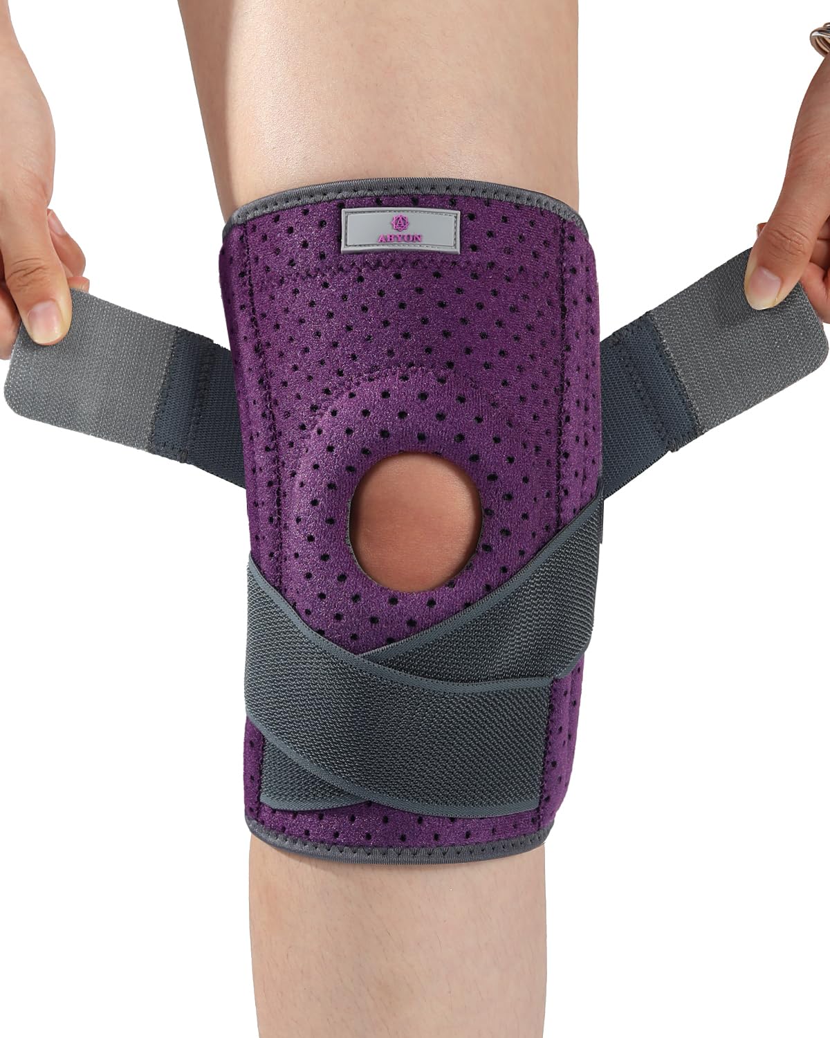 Photo 1 of ABYON Knee Brace for Women & Men Meniscus Tear, ACL, Arthritis. Plus Size Knee Support with Dual Side Stabilizers & Crossed Compression Straps Maximum Support for Knee Pain Relief and Fast Recovery - Please Check How To Size Video