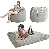MAXYOYO Giant Bean Bag Chair Bed for Adults, Convertible Beanbag Folds from Lazy Chair to Floor Mattress Bed, Large Floor Sofa Couch, Big Sofa Bed, High-Density Foam Filling, Machine Washable