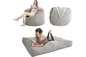 MAXYOYO Giant Bean Bag Chair Bed for Adults, Convertible Beanbag Folds from Lazy Chair to Floor Mattress Bed, Large Floor Sofa Couch, Big Sofa Bed, High-Density Foam Filling, Machine Washable