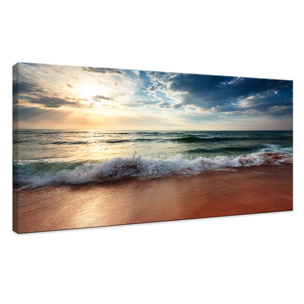 Canvas Wall Art Sunrise Blue Ocean Sea Beach Pictures Art Decor for ...