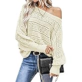 GraceSelect Womens Off Shoulder Sweaters, Cute Batwing Crochet Sexy Slouchy Sweater Tops, Fall Fashion 2025 Trendy Clothes