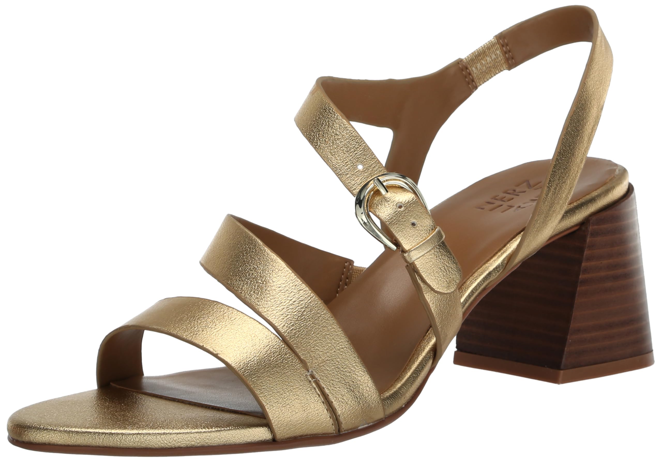 Naturalizer Womens Veva Strappy Chunky Heel Sandals Gold 9 W