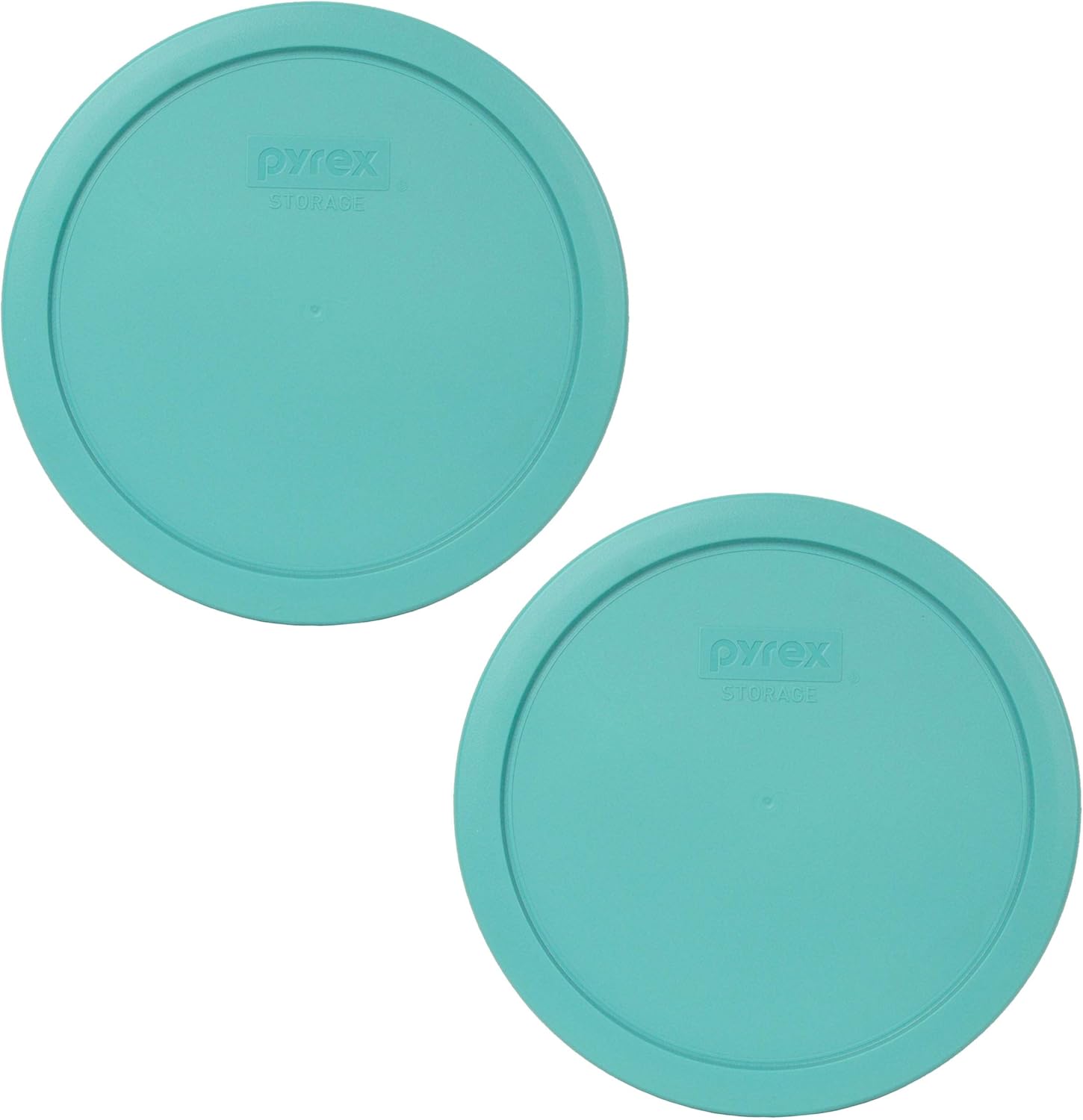 Pyrex 7402-PC Turquoise Round Plastic Food Storage Replacement Lids - 2 Pack