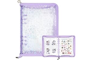 Ruatu Sticker Organizer Binder - Reusable Sticker Collecting Book Storage Album Holder with Pocket Pages A5 Zipper Cover Collection Container (Purple)