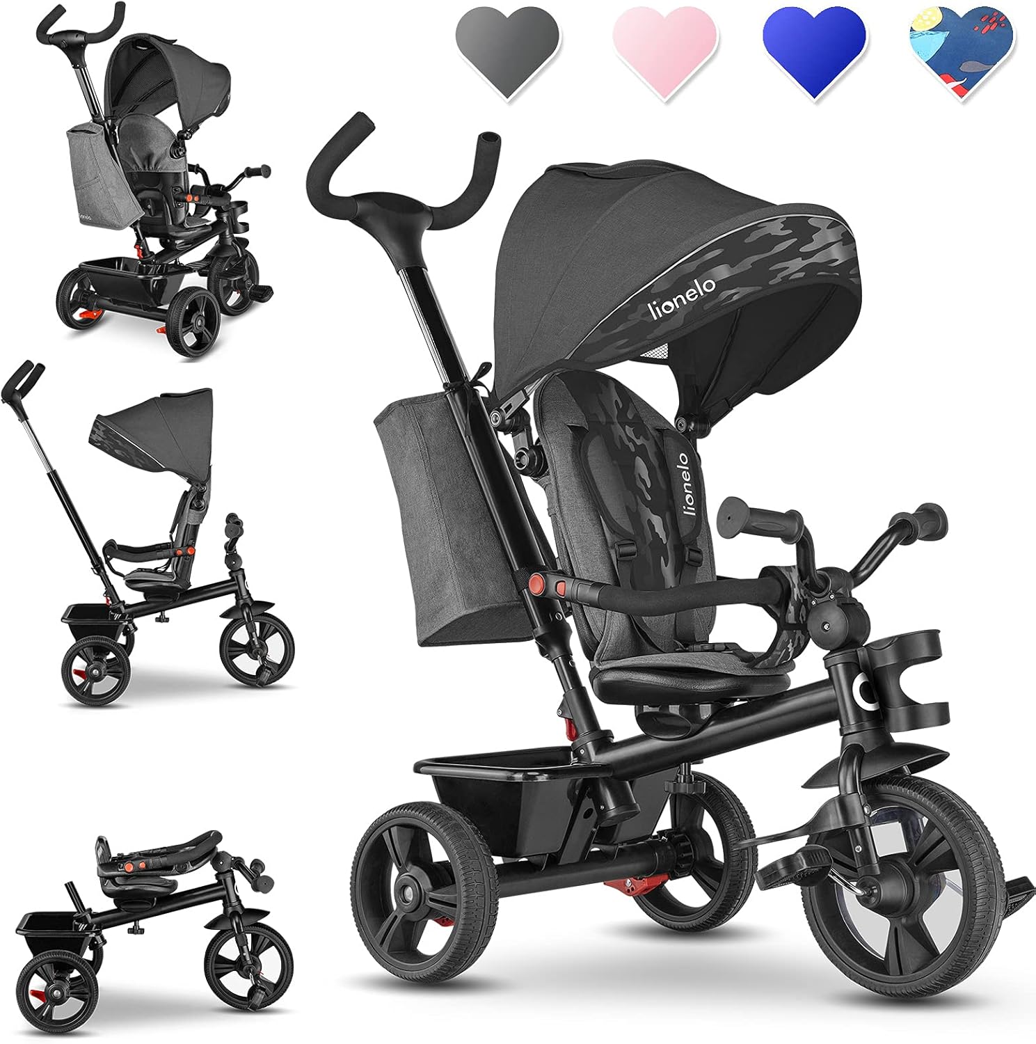 Lionelo HAARI 2in1 Stroller Trike for Kids 1-5 years up to 25 kg, 360° Rotating Seat, Adjustable Parent Steering Handle