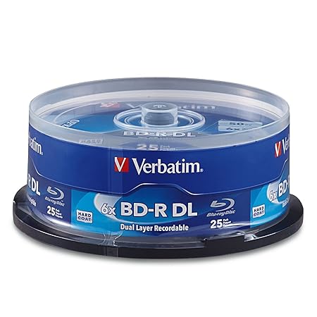 Verbatim 25 GB 6 x Blu-ray Single Layer Recordable Disc BD-R, 10 Scheiben Spindel 97238 – weiß weiß 25pk Spindle