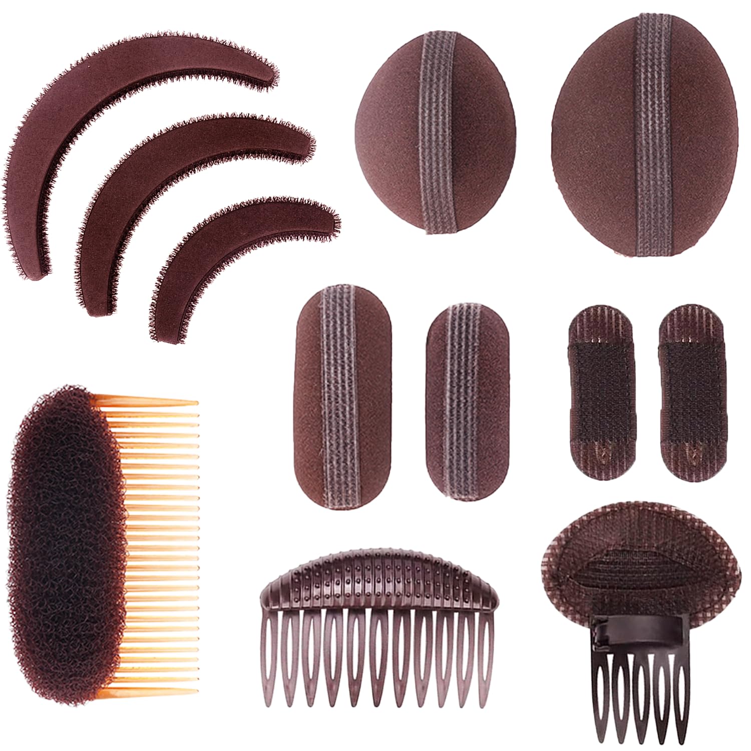 Photo 1 of Hair Base Sponge Invisible Hair Clip Comb Volume Styling Insert Tool False Hair Pads Hair Extensions Accessories Brown (AA Brown)