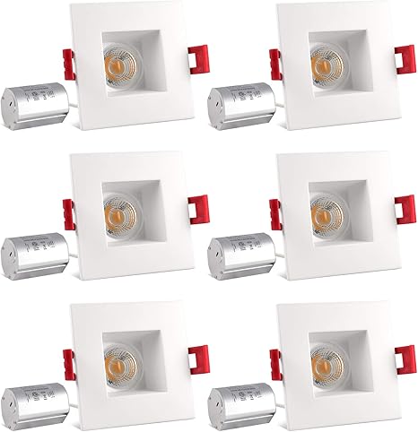Amazon Com Luxrite 2 Inch Square Led Recessed Light With Junction Box 8w 50w Equivalent 5000k Bright White 600 Lumens Dimmable Led Downlight Damp Rated Regressed Trim Energy Star Ic Rated 6 Pack