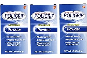 Super Poligrip Super Poligrip Denture Adhesive Powder, Extra Strength 1.6 oz (Pack of 3)