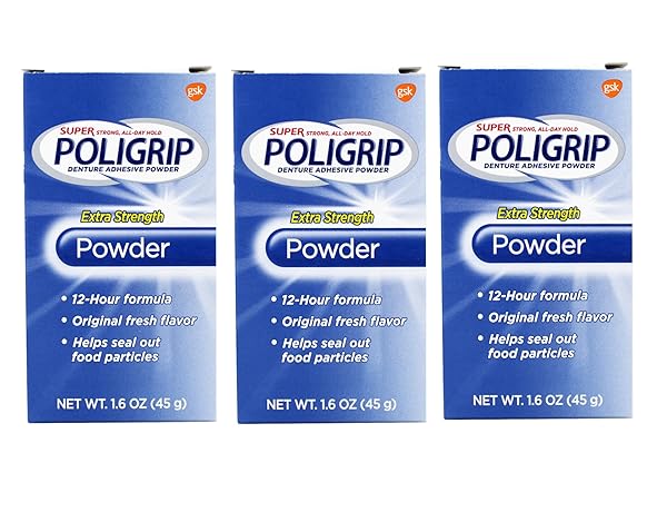 SUPER POLI-GRIP POWDER 12HR HOLD 1.6OZ 3PK