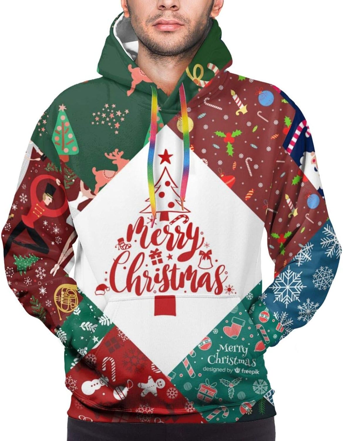 PNNUO Mens HoodiesMerrychristmas Novelty Pullover Hoodies For Men,3d Printed