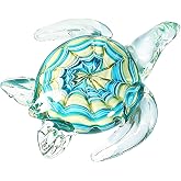 QFkris 6" Blown Glass Sea Turtle Figurine | Handmade Glass Turtle Sculpture for Mothers Day Gift, Home Decor, Birthdat Present