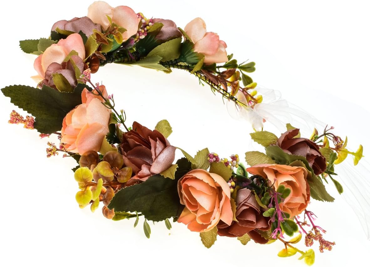 Merroyal Flower Girl Crown Bride Floral Crowns Maternity Bridesmaid Hair Wreath Wedding Photo Props