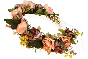 DDazzling Flower Girl Crown Bridal Flower Crown Pregnant Woman Photo Prop (Green and Orange)