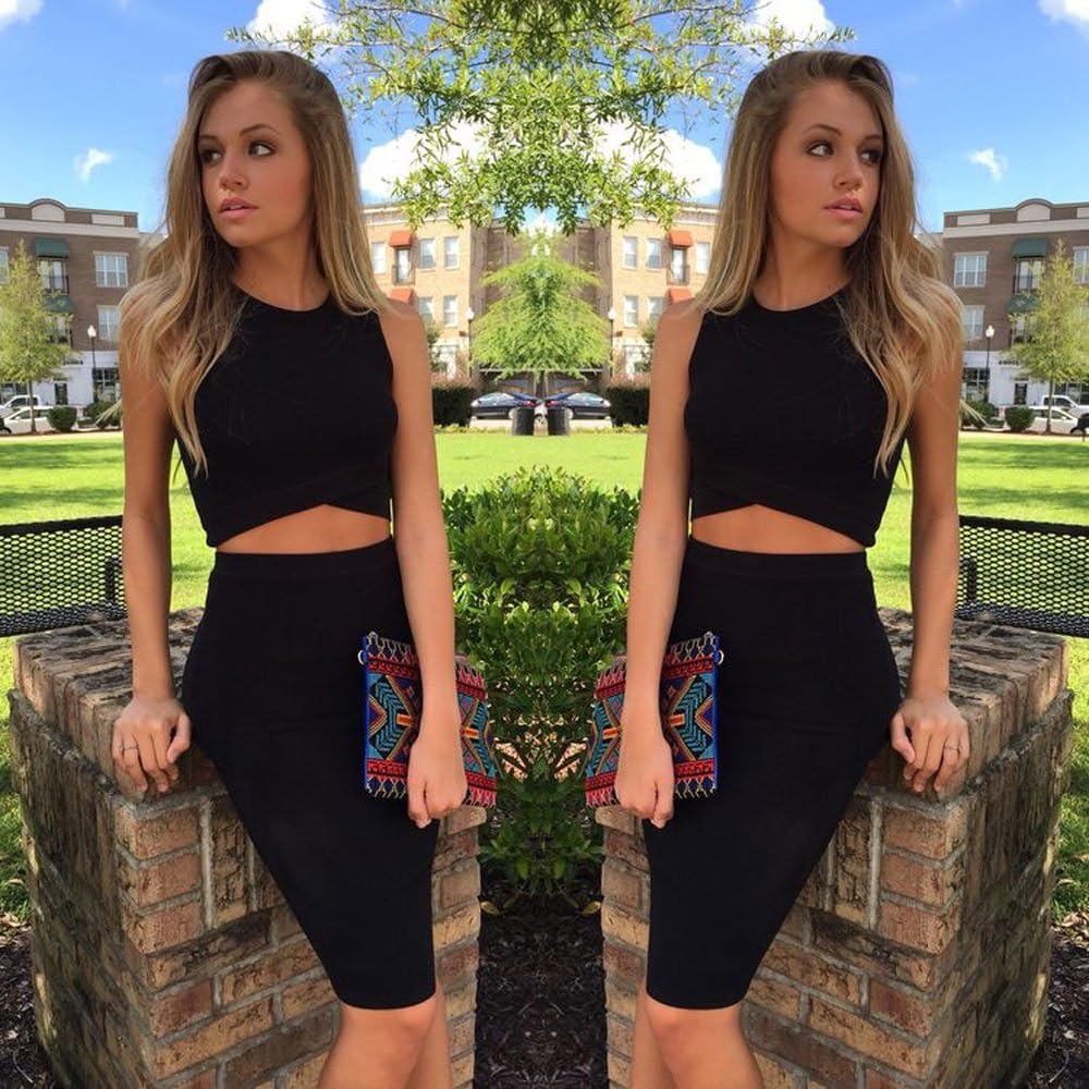 HLBandage High Waist Pure Color Knee Length Rayon Bandage Skirt: Clothing