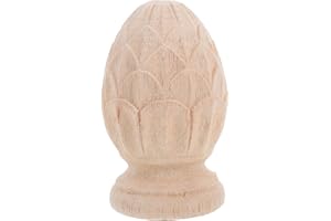 LOGOFUN Artistic Pineapple Carved Wood Finial European Style Wood Post Topper for Staircase Decoration Accessories 8x12cm