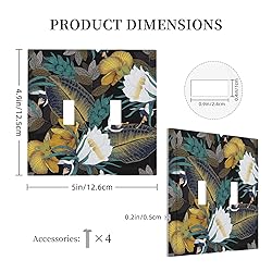 Vintage Floral Black Yellow Leaf White Flower