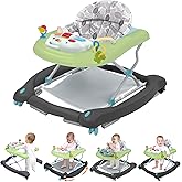 Pawtong Foldable Baby 5-in-1 Activity Walker - Rocker, Activity Center, Bouncer, Seat Walker, Push Walker - Adjustable Speed Rear Wheels and Height Toys Ages 6-18 Months… (Green)