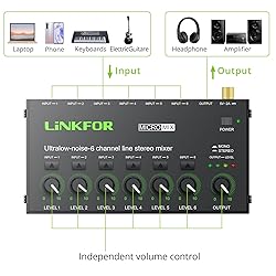 LiNKFOR 6 Channel Audio Mixer, Ultra-compact 6