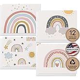 Twigs Paper - 12 Vibrant Rainbow Blank Greeting Cards with Envelopes - 4 Different Design Cute Stationery Set for All Occasions - Assorted Rainbow Bulk Set - Made in USA (5.5 x 4.25, Set of 12)