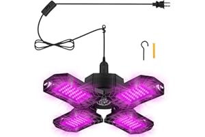 Tendist Deformable LED Black Light 60W, Blacklight with Plug and Switch, Black Lighting for Glow Party, Purple Neon Black UV Lamp Bulb Lightbulb for Halloween Decor, Bedroom (Black, 60W-1Pack)