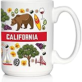 Bevvee California Flag Pattern Coffee Mug - California Gifts and Souvenirs - Large White Ceramic 15oz Coffee Cup