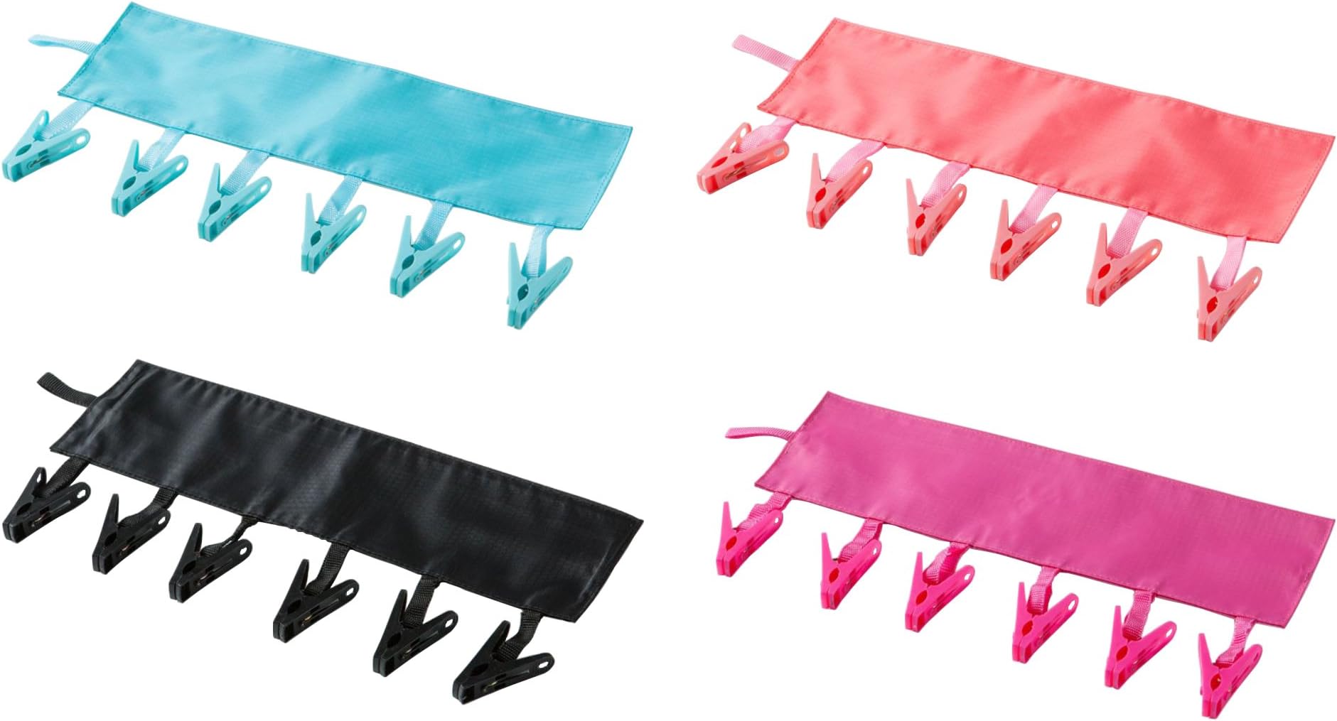 Hanger for Portable Folding Cloth Drying, Travel Cloth Drying Hanger, Bathroom Folding Cloth Hanger with 6 Clothespins for Socks,Underwear, Towel and Other Small Objects. 4-Pack (Multicolor)