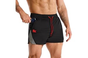 BROKIG Men's LightArmor Bodybuilding Gym Shorts with Zip Pocket,3" Quick Dry Summer Running Shorts for Workout Tennis