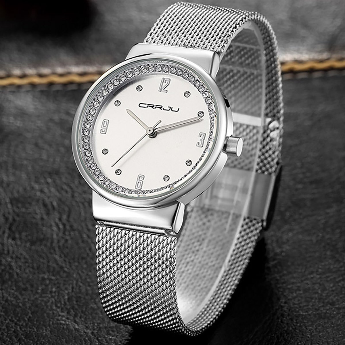 Modiwen, orologio da polso, da donna, con movimento al quarzo. Orologio con diamanti, acciaio lavorato a maglia. Orologio impermeabile, veste come un braccialetto. Orologi da donna per il tempo libero Sliver