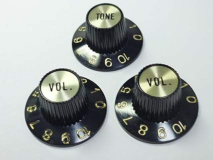 Amazon 日本製 メタルトップハットノブ ブラック セット ミリサイズ Gold Plate エレキギターノブ スイッチ 楽器
