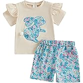 Socutebabe Toddler Infant Baby Girl 4th of July Outfit American Flag Short Sleeve Shirt Tops Shorts Fourth Of July Clothes