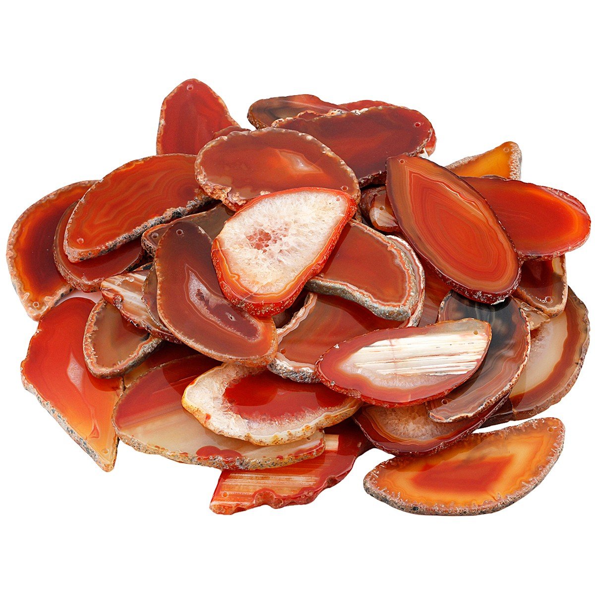 mookaitedecor 10pcs Orange Red Agate Slices for Jewellery Making, Drilled Geode Slice Crystals and Gemstones for Healing Natural Agate Crystal Wind Chime Pendants Large Stone Jewelry Pendants