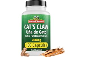 Peruvian Naturals Cat's Claw Herbal Supplement 150 Capsules - Uña de Gato 2400mg of Vegan, 100% Natural Cats Claw Bark Grown in Peru, Non-GMO, Uncaria Tomentosa UNA de Gato