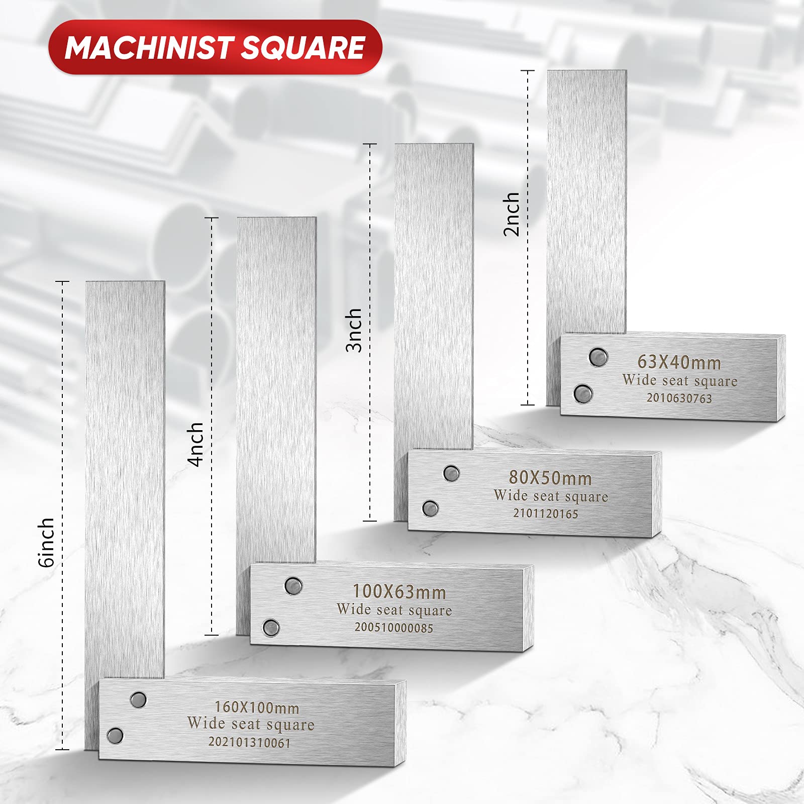 Testing Tool Square Mua Machinist Square Set, 2